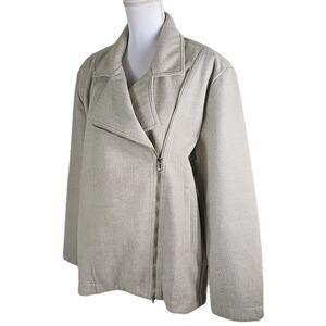 Banana Republic~Woman Size L~ Gray Single Breasted Zip Front Jacket Coat Unlined